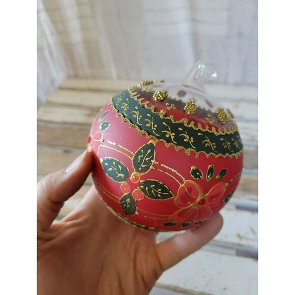 Hand painted flower ball glass ornaments - Picture 2 of 8